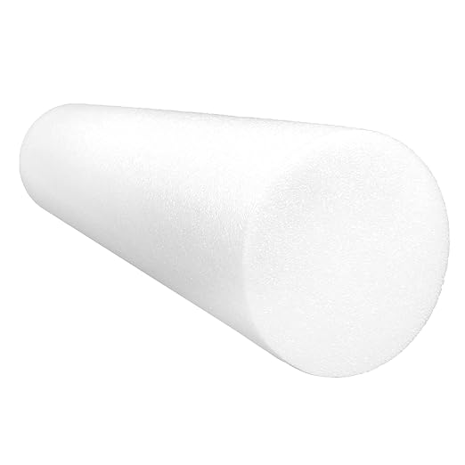 CanDo White PE Foam Rollers for Exercise, Finess, Muscle Restoration, Massage Therapy, Sport Recovery and Physical Therapy for Home, Clinics, Professional Therapy Round 6" x 24"