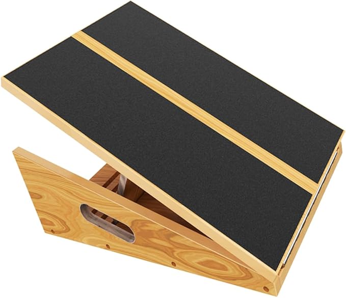 Professional Wooden Slant Board, Adjustable Incline Board and Calf Stretcher, Balance Stretch Board