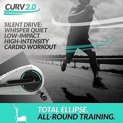 Bluefin Fitness Curv 2.0 | Curv Mini | Elliptical Cross Trainers | Seated Under Desk Elliptical Trainer | Exercise Step Machine | Adjustable Resistance | LCD Screen | Bluetooth | Black | Grey