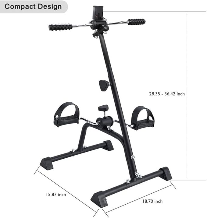 Pedal Exerciser Bike Hand Arm Leg and Knee Peddler Adjustable Fitness Equipment for Seniors, Elderly Home Pedal Exercise Bike for Total Body, with Gift Box & Monitor