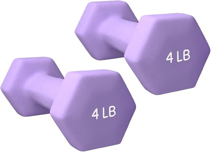 Neoprene Coated Dumbbell Hand Weight Pairs – Versatile Dumbbell Set for Exercise & Fitness, Home Gym Equipment – Non-Slip, Color-Coded Hex Shaped Free Weights for Men and Women, 2LB, 4LB, 6LB, 8LB Pounds