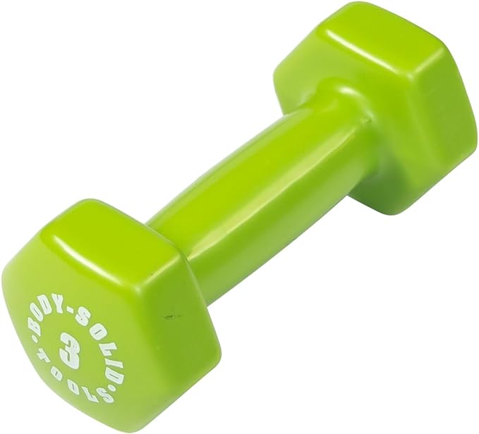 Body-Solid Tools Vinyl Dumbbell for Aerobic Training & Physical Therapy, Hand Weights for Women, Hex End Dumbbells