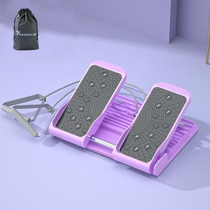 Balance Board with Straps Calf Stretcher, Slide Open Stretch Board for Indoor and Outdoor Exercise, Non-slip Incline Board with 9 Adjustable Levels for Children, Adults or Elderly (Purple 3)