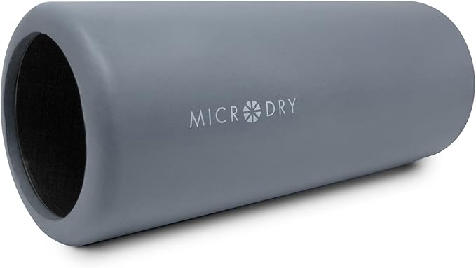 MICRODRY Deluxe Fitness Foam Back Roller for Muscle Relief, Roller for Yoga, Stretching, Deep Tissue Firm Massage & Trigger Point Release, Exercise Workout at Home or Gym, 13x5.3", Light Grey