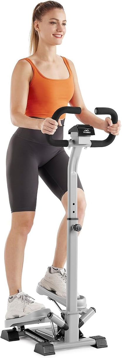 FLYBIRD Stepper with Handlebar, Stair Stepper for Exercises for Leg Workout, 330LB Weight Capacity, Super Quiet Space-Saving Home Cardio Machine Suitable Beginners/Seniors/Adults