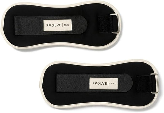 Pvolve 1.5lb Ankle Weights for Home Workouts - Black with Bone Accents- Strength Training to Sculpt and Tone Your Body, Legs and Core - Home Fitness Equipment for a Quick Exercise