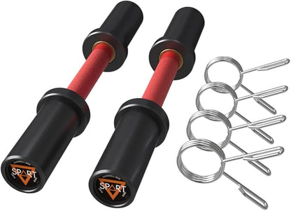 16" Olympic Dumbbell Handles, Pair of Loadable Dumbbell Bar Set for 2 Inch Olympic Weight Plates, Heavy Duty Dumbbell Bar for Home Gym Workout Strength Training, 2 Pair of Spring Collars Included