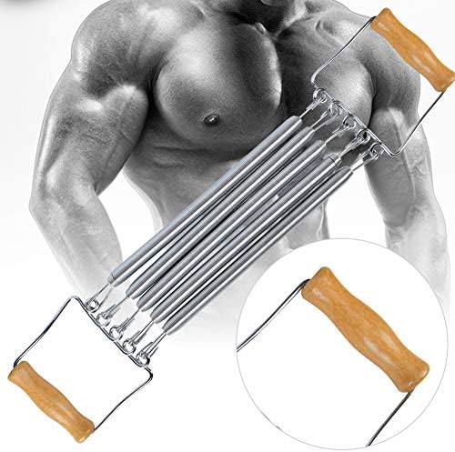 Spring Wall Pulley Chest Expander Removable Spring Muscle Fitness Stretching Training Bands with Wooden Handle