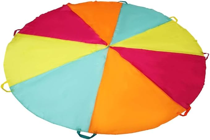 SPINFOX Play Parachute 6FT, 10FT, 20ft Play Parachute with Handles Multicolored Parachute for Kids, Kids Play Parachute for Indoor Outdoor Games Exercise Toy