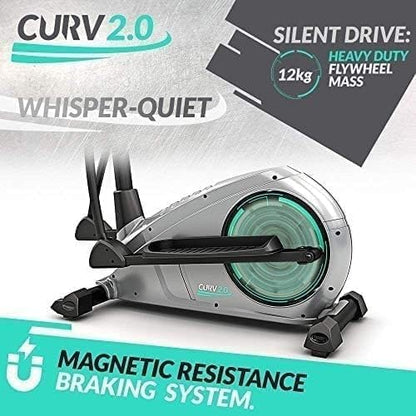 Bluefin Fitness Curv 2.0 | Curv Mini | Elliptical Cross Trainers | Seated Under Desk Elliptical Trainer | Exercise Step Machine | Adjustable Resistance | LCD Screen | Bluetooth | Black | Grey