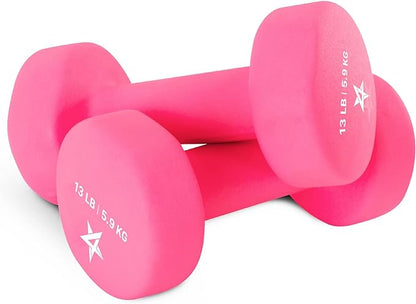 Yes4All Neoprene Coated Dumbbell Hand Weight Sets of 2 - Multiple Weight Options with 15 Colors, Anti-roll, Anti-Slip, Hexagon Shape