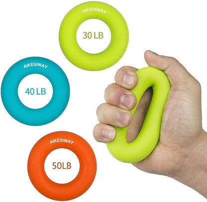 Grip Strength Trainer,Hand Grip Strengthener ,Forearm Grip Workout - Grip Trainer Silicone Rings for Rock Climbing, Athletes & Stress Relief & Rehabilitation, 3 Resistance Levels(3 PCS)