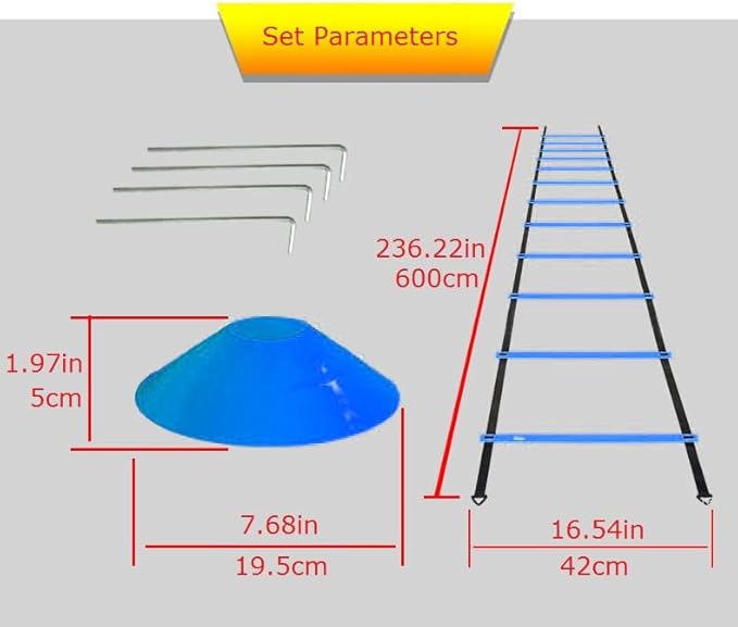 Speed Agility Training Set 12 Cones, 4 Steel 1 Skipping