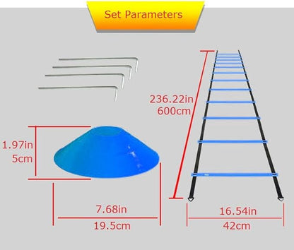 Speed Agility Training Set 12 Cones, 4 Steel 1 Skipping