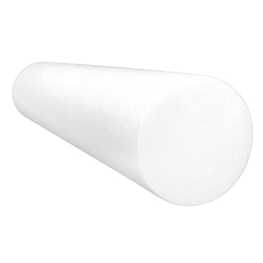 CanDo White PE Foam Rollers for Exercise, Finess, Muscle Restoration, Massage Therapy, Sport Recovery and Physical Therapy for Home, Clinics, Professional Therapy Round 6" x 30"