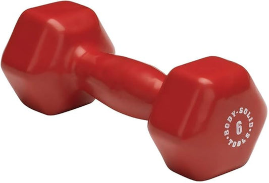 Body-Solid Tools Vinyl Dumbbell for Aerobic Training & Physical Therapy, Hand Weights for Women, Hex End Dumbbells