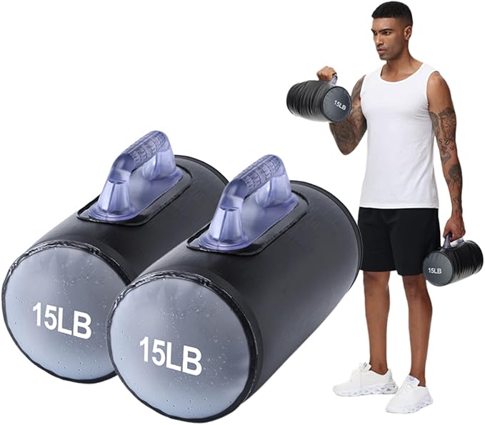 Water Dumbbells, Water Filled Training Weights Set, Water Weight Bag, Travel Weights, Adjustable Weights Dumbbells to 4~30 Lbs/Pair, for Strength Training, Fitness and Shaping