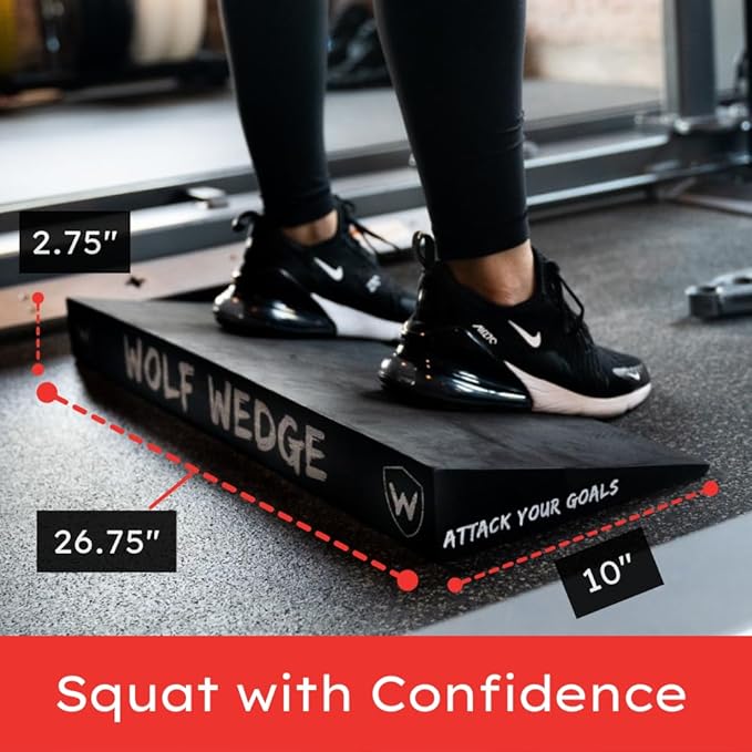 Squat Wedge - Slant Board Heel Lift for Strength and Knees Over Toes - Calf Stretcher Incline Board- Wide Durable Heel Elevated Squat Wedge Block for Weightlifting and Mobility