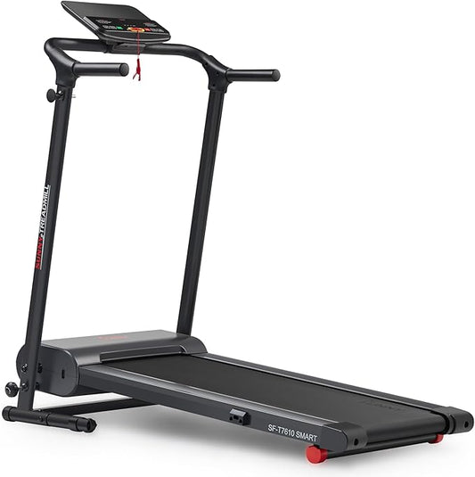 Sunny Health & Fitness Smart Foldable Exercise Running Walking Treadmill, Easy Assembly, LCD Performance Monitor, Device Holder, Optional SunnyFit® App Enhanced Connectivity