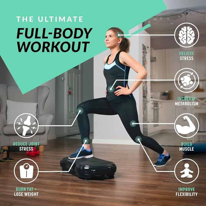 Bluefin Fitness Ultra Slim and Premium 3D Power Vibration Plate - Innovational Vibro Shaper 5 Programs + 180 Levels - Noiseless Home Fitness Bluetooth Speakers Easy Storage Sleek & Compact Design