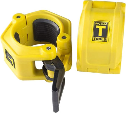 Body-Solid Tools Lock Jaw Hex Collars - Quick-Locking Latch Barbell Clamps, Ideal for Olympic Barbells and Weight Lifting Bars, Secure and Durable for Home and Commercial Facilities, Yellow