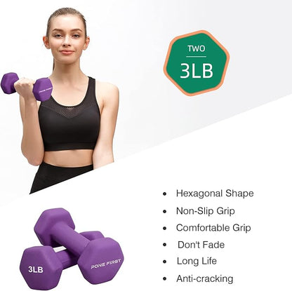 Dumbbell Hand Weight Pairs – Neoprene Dumbbell Exercise & Fitness For Home Gym Equipment and Adjustable Dumbbell Sets–Non-Slip, Color Coded Hex Shaped Free Weights For Women,Men 2LB 3LB 5LB 8LB 10LB Pounds