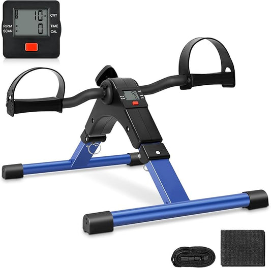 Uten Folding Pedal Exerciser, Under Desk Bike Pedal Exerciser, Mini Under Desk Exercise Bike Foot Hand Cycle Portable, Arm and Leg Exercise Peddler Machine with LCD Monitor