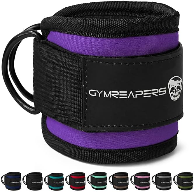 Gymreapers Ankle Straps (Pair) For Cable Machine Kickbacks, Glute Workouts, Lower Body Exercises - Adjustable Leg Straps with Neoprene Padding