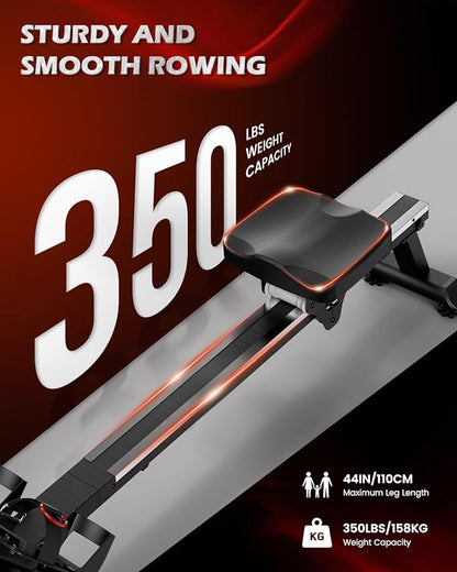 PASYOU Water Rowing Machine Foldable Rowing Machine for Home,350LB Weight Capacity Rower Machine with Bluetooth Function,LCD Monitor,Ipad Holder for Cardio Training (Model:PW30)