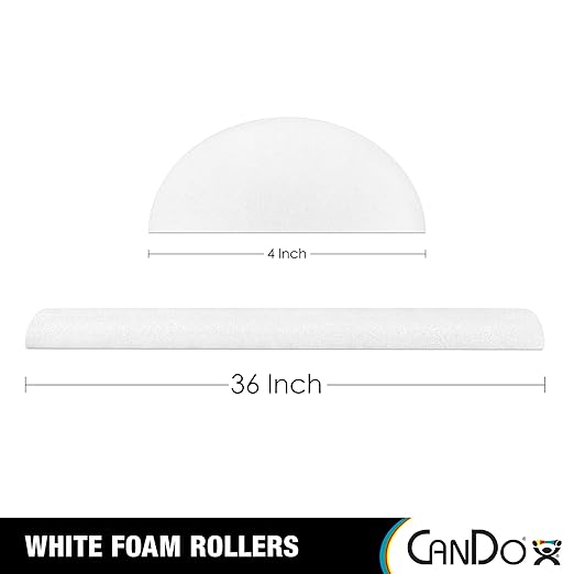 CanDo PE White Foam Roller, 4" X 36", Half Round