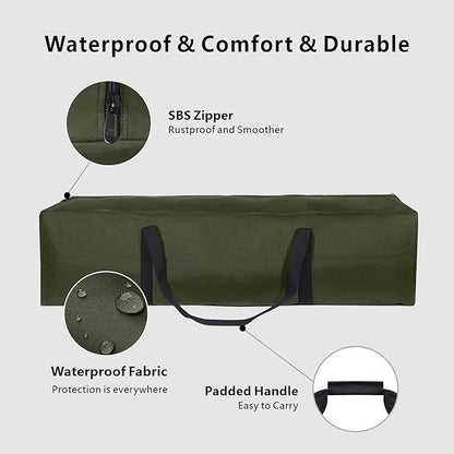 TOPDesign 1-Pack 46 Inch Extra Large Zippered Duffel Bag for Travel Camping Sports Equipment Storage, Waterproof Foldable Luggage Bag with Padded Handles (Green)