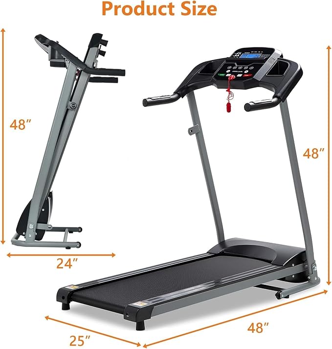 Folding Treadmill - Electric Motorized Running Machine for Small Apartments & Home Gyms - Foldable Fitness Equipment with LCD for Walking & Running