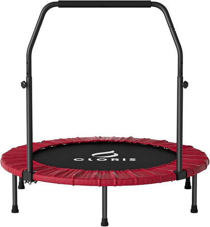 CLORIS 40in Folding Trampoline Mini Rebounder Fitness Trampoline with Adjustable Foam Handle for Kids/Adult, with safty Padded Cover Best Gift for Kids/Adult