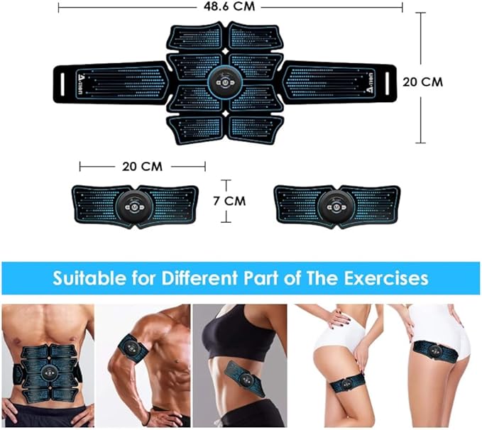 Ab Stimulator, Ab Machine, EMS Muscle Stimulator Toner, Abs Stimulator, Abdominal Belt Fitness Portable Ab Stimulator, All-in-one MHD TENS Portable Fitness Workout Equipment for Men and Women