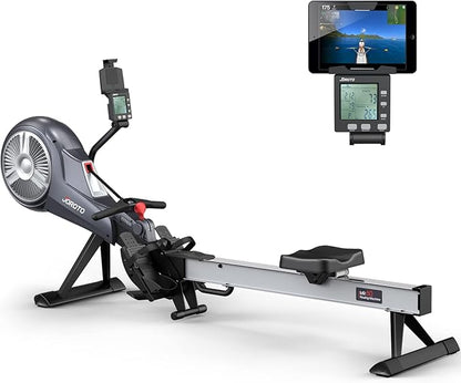 JOROTO Rowing Machine - Air & Magnetic Resistance Rowing Machines for Home Use, Commercial Grade Foldable Rower Machine with Bluetooth & Smart Backlit Monitor - 350LBS Load