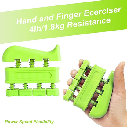 Hand Grip Strengthener 10 Pack, Grip strength trainer,Hand Gripper, Finger Stretcher Resistance Extensor Bands, Finger Exerciser & Stress Relief Ball for Athletes & Musicians