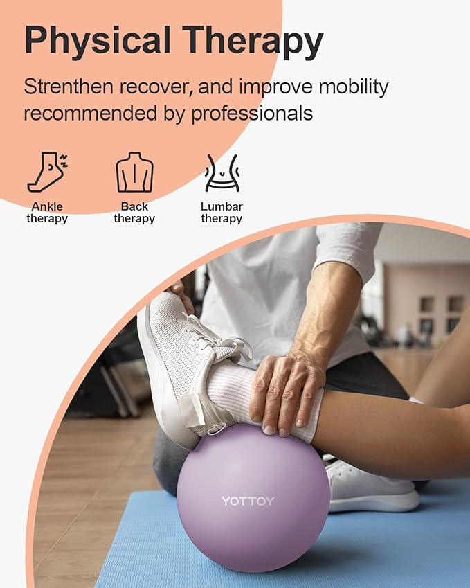 Pilates Ball, 10-inch Exercise Ball with Anti-Burst Technology for Stability, Stability Ball for Yoga, Pilates, Physical Therapy, Home Gym and Office Fitness Equipment