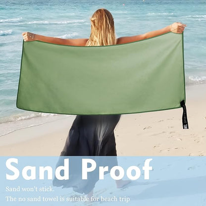 Microfiber Travel Towel, Soft Lightweight Quick Dry Towel, Super Absorbent Compact Travel & Sports & Beach Towels for Camping, Backpack, Gym, Swimming, Yoga, Hiking (S:16"×32" -ArmyGreen)