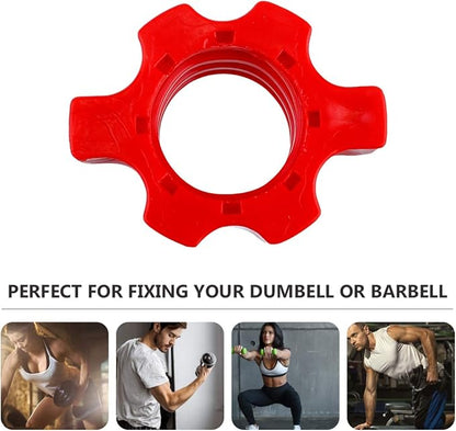 BESPORTBLE Dumbbell Bar Nut Barbell Screw, Barbell Fixing Nut Accessories Home Fitness Equipment Screw Clip Accessories 4Pcs (Red)