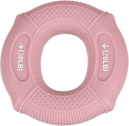 uxcell Hand Grip Strength Trainer, 3" 20-30 Lbs Silicone Rings Finger Forearms Exercise Grip Squeezer for Athletes Workout, Rock Climbing, Pink