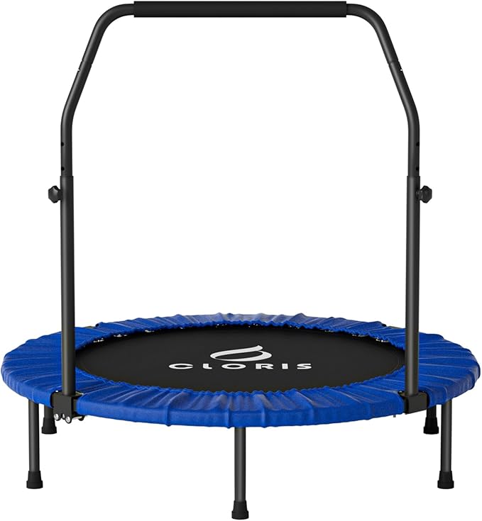 CLORIS 40in Folding Trampoline Mini Rebounder Fitness Trampoline with Adjustable Foam Handle for Kids/Adult, with safty Padded Cover Best Gift for Kids/Adult