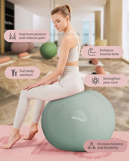 Anti-Burst Exercise Ball for Working Out, Yoga Ball for Pregnancy,Extra Thick Workout Ball for Physical Therapy,Stability Ball for Ball Chair Fitness with Pump