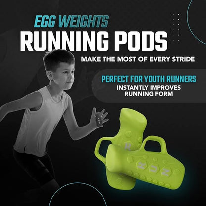 YOUTH Gripped Running Pods Handheld Weights Set Ergonomic with Anti-Slip Silicone Grip for Kids. PERFECT for Youth Sports Training - 2 Pods, 0.5 lbs each