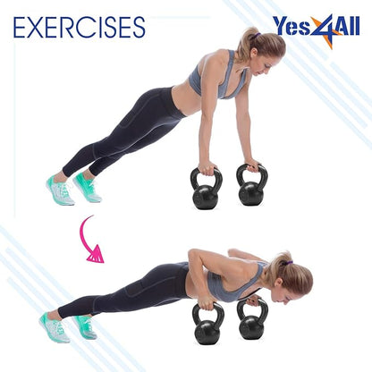 Yes4All Kettlebell Cast Iron Sets 5 - 10 - 15 - 20 - 25 - 30 lbs, Multi-Level from Beginners to Pros Kettlebell Set for Strength Training & Home Gym Equipment