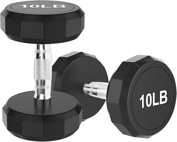 Balelinko Rubber Grip Encased Dumbbell Cast Iron Weight with Anti-Slip Handle Dumbbell -Strength Training Equipment - Home Gym Accessories - Full Body Workout - Muscle Building