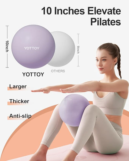 Pilates Ball, 10-inch Exercise Ball with Anti-Burst Technology for Stability, Stability Ball for Yoga, Pilates, Physical Therapy, Home Gym and Office Fitness Equipment