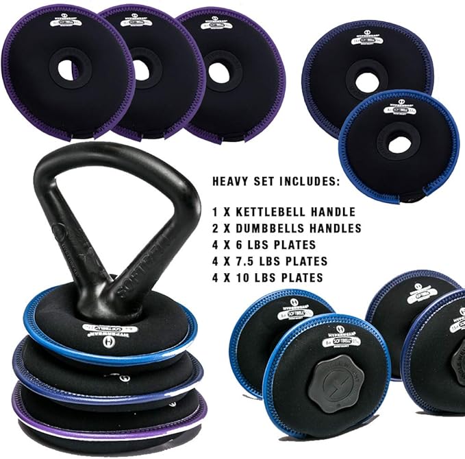 HYPERWEAR SoftBell 3 in 1 Kettlebell/Dumbbell Weight Combo Exercise Set Home Workout Equipment for Resistance Training (Pick Light or Heavy Combo Options for 3-20lbs Dumbbell & 5-30lbs Kettlebell)