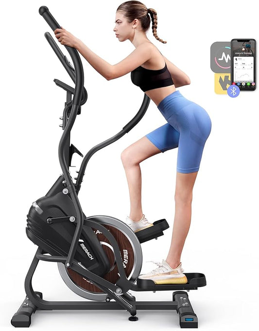 MERACH Elliptical Machines for Home, 3 in 1 Cardio Climber Stepping Elliptical Machine with MERACH APP Compact Elliptical Exercise Machine, & Stair Stepper Trainer, 16-Level Magnetic Resistance