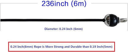 Home Gym Fitness LAT Pulldown Cable Replacement 78/118/ 236 Inch, 6mm Adjustable Length for Pulley System Cable Machine Workout Equipment, Steel Wire Rope with Rubber Stopper Ball (236 Inch)