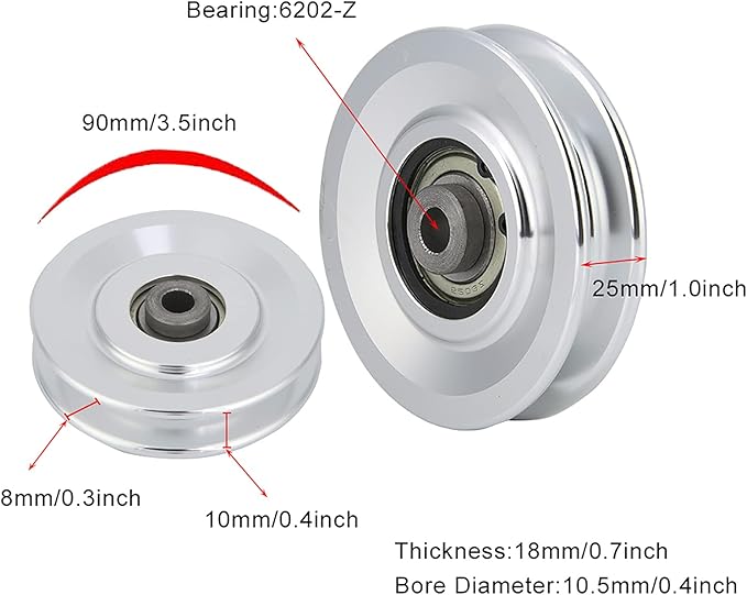 Aluminium Alloy Exercise Wheel, Fitness Pulley Home Gym Attachments Part Strength Training Accessory For Equipment Nylon Bearing Cable System Upgraded Workout Accessories (90mm in diameter)